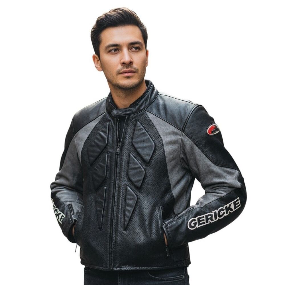 Vintage Hein Gericke Leather Jacket Mens Large Black Armored Aero X Moto